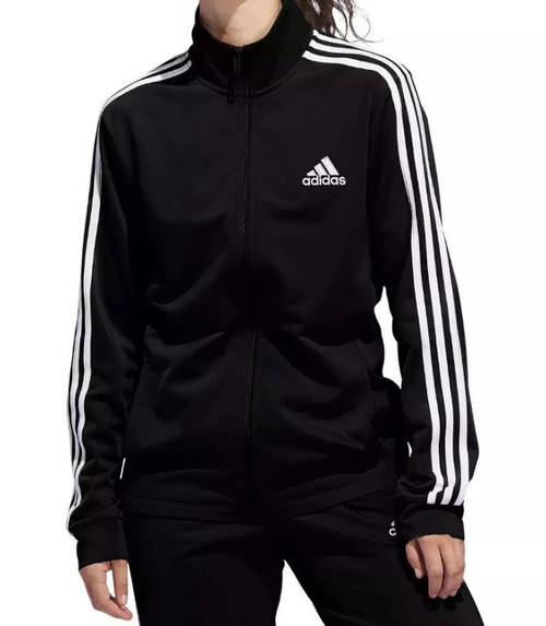 Adidas Women's 3 Stripe Full Zip Jacket, Black, Large