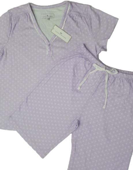 Karen Neuburger Short Sleeve V-Neck Bermuda Short Pajama Set, Lavander, X-Large