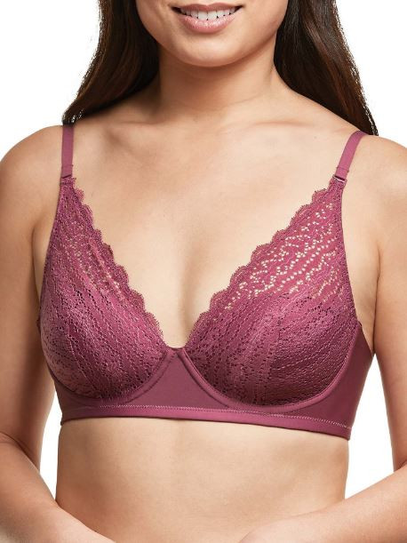 Maidenform Women's Comfort Crush Lace Wireless Bra, Mulberry Purple, Large