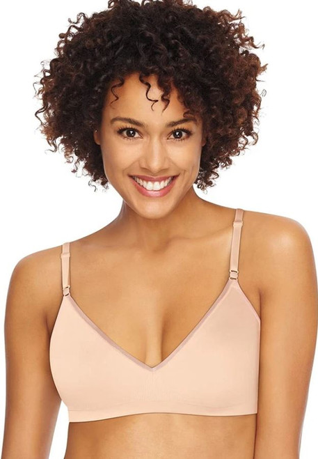 Hanes Women's Moisture Wicking Convertible Smoothing Bra, Light Buff Heather, Large