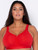 Curvy Couture Women's Cotton Luxe Unlined Wire-Free Bra, Crantastic Red, 42C