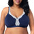 Curvy Couture Women's Cotton Luxe Unlined Wire-Free Bra, Navy, 46DD