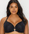 Curvy Couture Women's Tulip Front Close Push Up T-Shirt Underwire Bra, Black, 46DD
