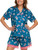 Flora Nikrooz Women's 2 Piece Relaxed Fit Soft Satin Pajama Set, Blue, X-Large