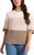 Matty M Women's Colorblock Sweater, Drop Shoulder, Taupe, 2X-Large