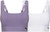 PUMA 2 Pack Seamless Sports Bra Wire Free Pull on, White & Purple, Medium