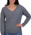 Lucky Brand Women's Soft Long Sleeve V-Neck Sweater, Medium Heather Gray, Medium