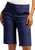 Matty M Women’s Bermuda Stretch Casual Knee Length Shorts, Navy, Medium