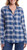 Weatherproof Vintage Women Classic Fit Long Plaid Flannel Shirt, Blue, Large