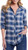 Weatherproof Vintage Women Classic Fit Long Plaid Flannel Shirt, Blue, Large