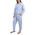 Lands End Women's Quilted Lounge Set, Blue, Small