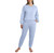 Lands End Women's Quilted Lounge Set, Blue, Small