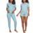 Felina Women's 3-Piece Soft Jersey Pajama Lounge Set, Blue/White Dots, Large