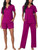 Carole Hochman Midnight Women’s 3-piece Elastic Waistband PJ Set, Pink, Large