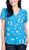 Hilary Radley Ladies' V-Neck Blouse, Blue and Off-White Floral, Medium