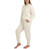 Lands End Women's Quilted Lounge Set, Cream, Medium