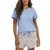 Lands End Women's 2 Piece Knit Short Pajama Set, Blue, Medium