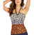 Calvin Klein V-Wire Halter Tankini Top, Animal Print, Large