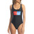 Calvin Klein Women's Bold Logo Deep U Back 1 Piece, Black, X-Small