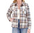 Sage Ladies Plush Shirt Jacket Soft Sherpa Lined, Cream Multi, 2X-Large