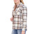 Sage Ladies Plush Shirt Jacket Soft Sherpa Lined, Cream Multi, 2X-Large