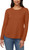KIRKLAND Signature Women's Long Sleeve Slub Tee Shirt, Rust, Medium