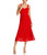 Self-Portrait Lattice Lace Midi Dress, Removable belt, Red, 8
