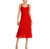 Self-Portrait Lattice Lace Midi Dress, Removable belt, Red, 8