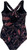 Eddie Bauer Women's Midweight Ruched Shaping One Piece Swimsuit, Black Pink Floral, Small