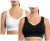 PUMA 2 Pack Seamless Sports Bra Wire Free Pull on, Black & White, X-Large
