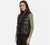 DKNY Women's Faux Leather Puffer Vest, Stand Collar, Black, Large