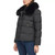 DKNY Women's Faux Fur Trim Collar Puffer Coat, Black, 2X-Large