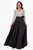 XSCAPE V-Neck Long Sleeve Sequin Top Waistband with Bow Gown, Black & Silver, 6P