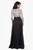 XSCAPE V-Neck Long Sleeve Sequin Top Waistband with Bow Gown, Black & Silver, 6P