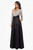 XSCAPE V-Neck Long Sleeve Sequin Top Waistband with Bow Gown, Black & Silver, 6P