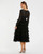 Ieena Mac Duggal Navy Long Sleeve Ruffle Tiered Midi Dress, Black, 12