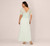 Adrianna Papell Beaded Illusion Long Gown, Flutter Sleeves, Mint Glass, 6