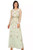 Adrianna Papell Women's Floral Long Sleeve Beaded Gown, Mint Glass, 14