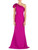 Rene Ruiz 3D Floral​ Appliqué One Shoulder Neckline Gown, Fucshia, 18