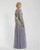 Mac Duggal Embellished High Neck Long Sleeve A Line Gown, Platinum Gold, 4