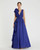 Mac Duggal Ruffle Shoulder, V-Neck, Chiffon Gown, Cobalt, 12
