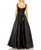 Mac Duggal Metallic Pleated Bodice Ballgown, Square Neckline, Black, 2