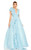 Mac Duggal Ruffle Shoulder, V-Neck, Chiffon Gown, Powder Blue, 6