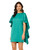 Liv Foster Women's Stretch Satin Mini Cape Dress, Open Back, Teal Green, 8