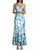 Liv Foster Abstract Satin Mermaid Gown, V-Neck Dress, Blue Multi, 6