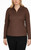 Greg Norman Women's Long Sleeve Ribbed 1/4 Zip Top, Brown, Large