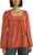 Lucky Brand Women's Long Sleeve Floral Peasant Top, Baked Apple Multi, Small