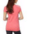 KIRKLAND Signature Women's Short Sleeve V-Neck Tee Shirt, Coral, X-Small
