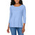 KIRKLAND Signature Women's 3/4 Sleeve Boatneck Slub Tee Shirt, Blue, X-Large