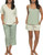 Felina Women's 4 Piece Sleep Pajama Set, Tee, Tank, Short, Capri Pant, Green, Medium